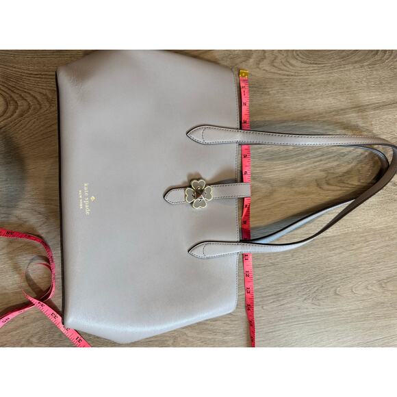 Kate Spade Kaci Small Tote with Clover Emblem Light Grey Satchel - Picture 9 of 10